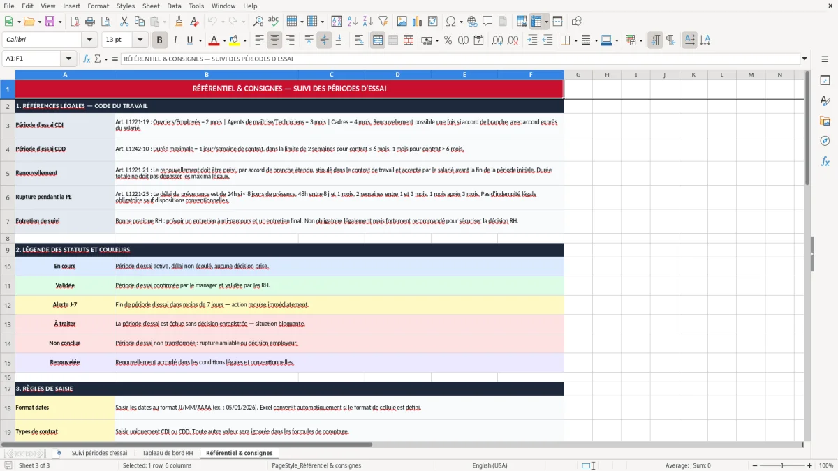 Capture 3 : onglet Référentiel & consignes - Modèle Excel suivi période d'essai excel modèle