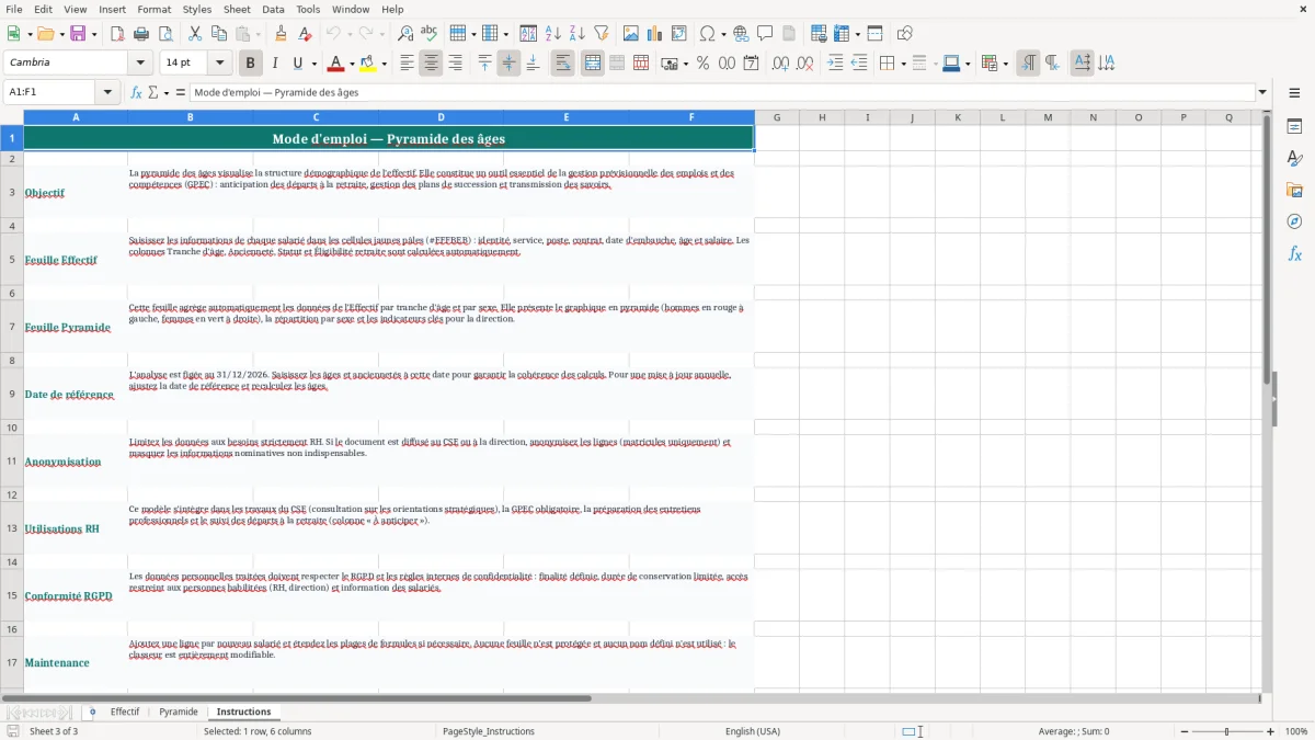 Capture 3 : onglet Instructions - Modèle Excel pyramide des âges excel modèle